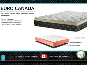 10" High Density Foam Euro Top Mattress- Extra Firm- Model Euro Canada