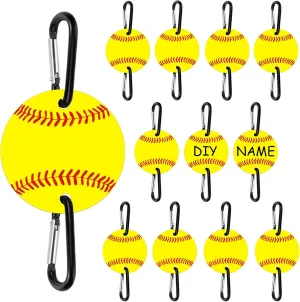 12 Pack Baseball Softball Bag Fence Hooks  Thick Fence Clips with Writable Acrylic Plates  Dugout Organizer for Baseball Softball Gear, Backpacks, Helmets, Bottles, Team Gifts