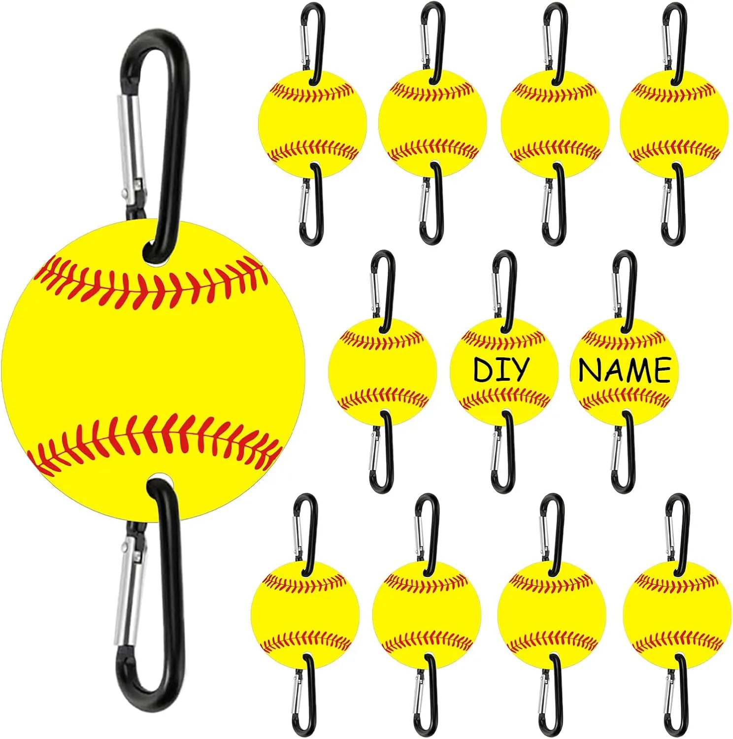 12 Pack Baseball Softball Bag Fence Hooks  Thick Fence Clips with Writable Acrylic Plates  Dugout Organizer for Baseball Softball Gear, Backpacks, Helmets, Bottles, Team Gifts