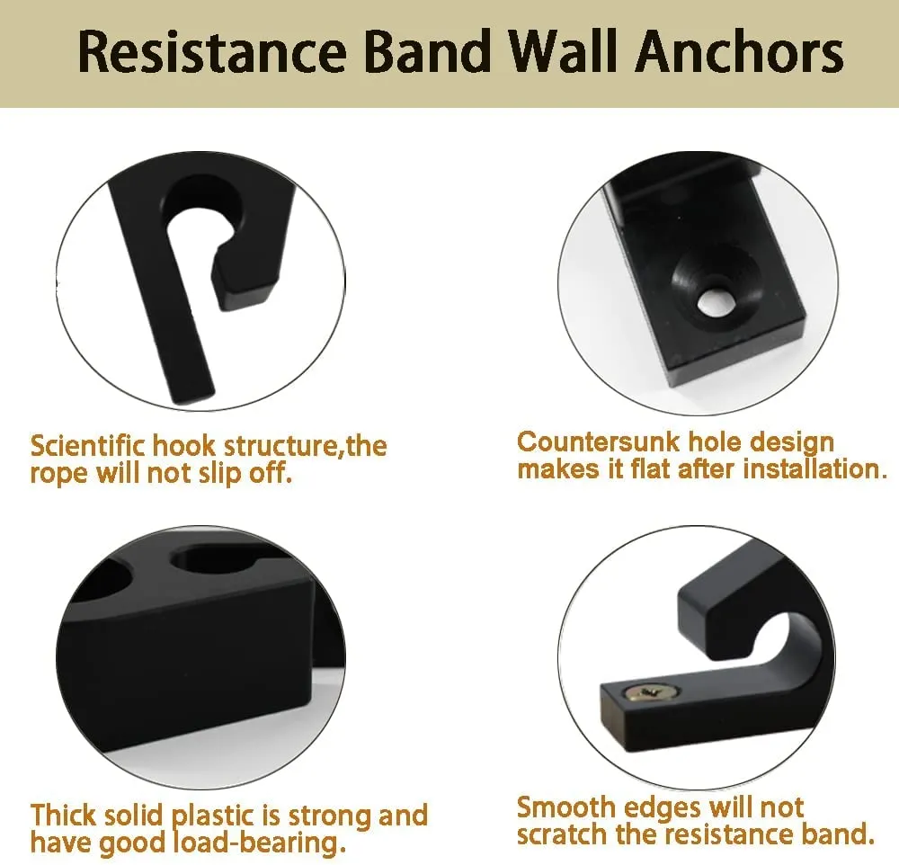2 Pcs Resistance Band Wall Anchors, Space Saving Wall Mount Clips for Home Gym Workouts for Strength Training, Fitness, and Physical Therapy Exercise 2