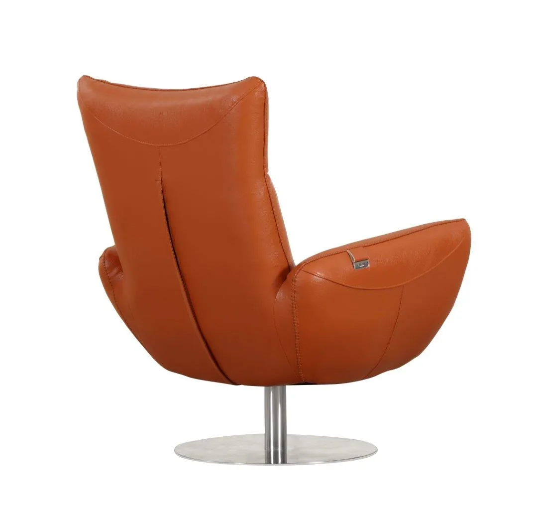 22" Modern Genuine Italian Leather Lounge Chair with Stainless Steel Base and High-Density Foam Cushioning