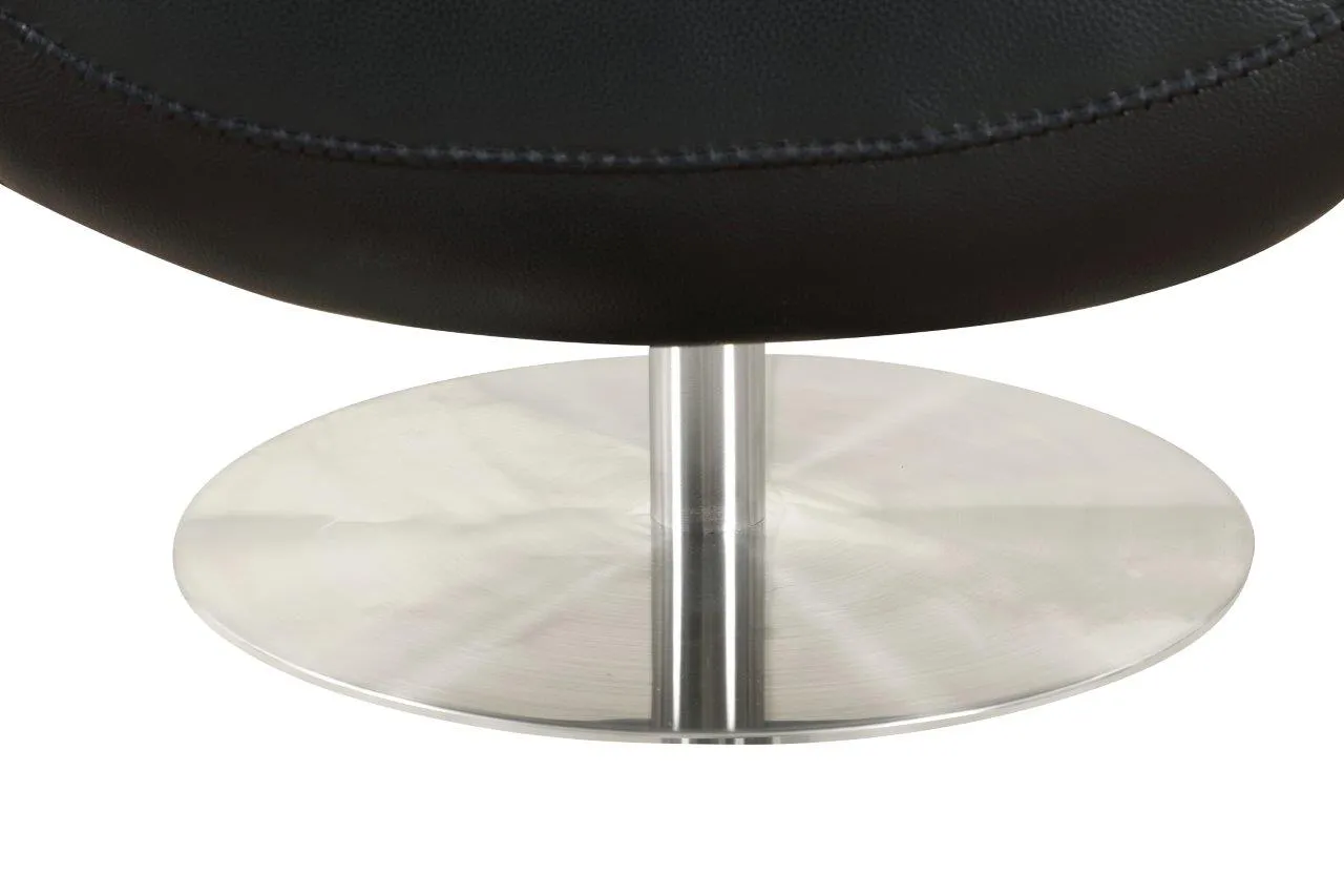 22" Modern Genuine Italian Leather Lounge Chair with Stainless Steel Base and High-Density Foam Cushioning