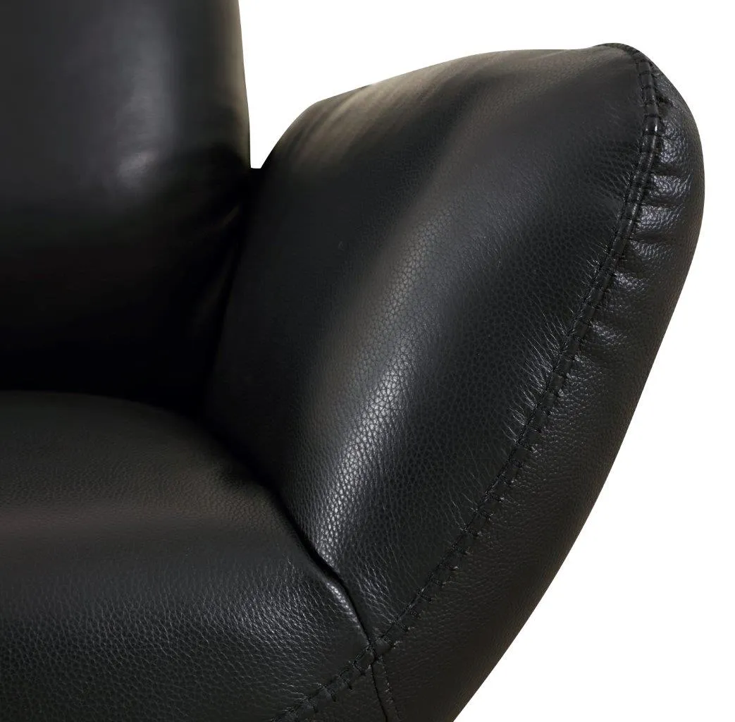 22" Modern Genuine Italian Leather Lounge Chair with Stainless Steel Base and High-Density Foam Cushioning