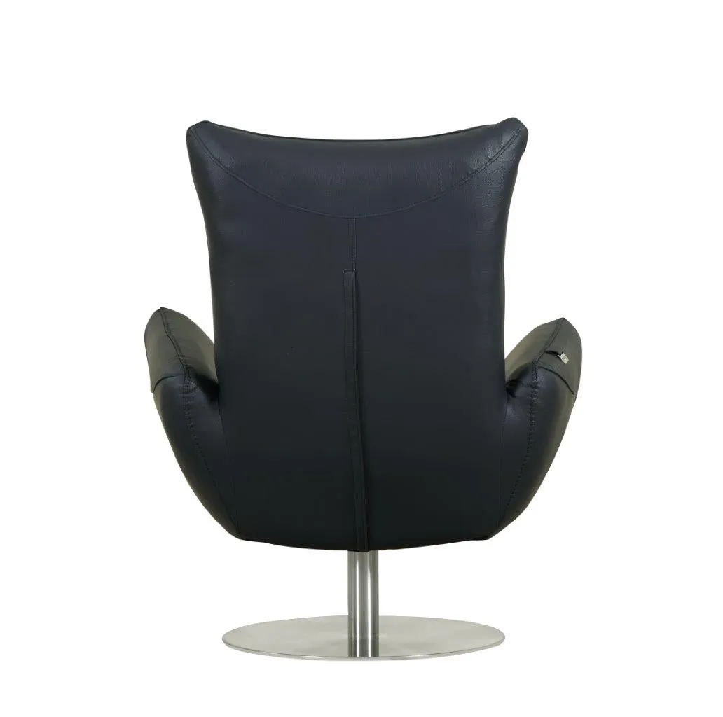 22" Modern Genuine Italian Leather Lounge Chair with Stainless Steel Base and High-Density Foam Cushioning