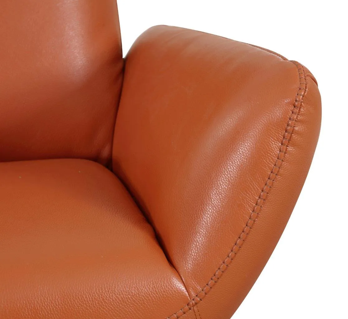 22" Modern Genuine Italian Leather Lounge Chair with Stainless Steel Base and High-Density Foam Cushioning
