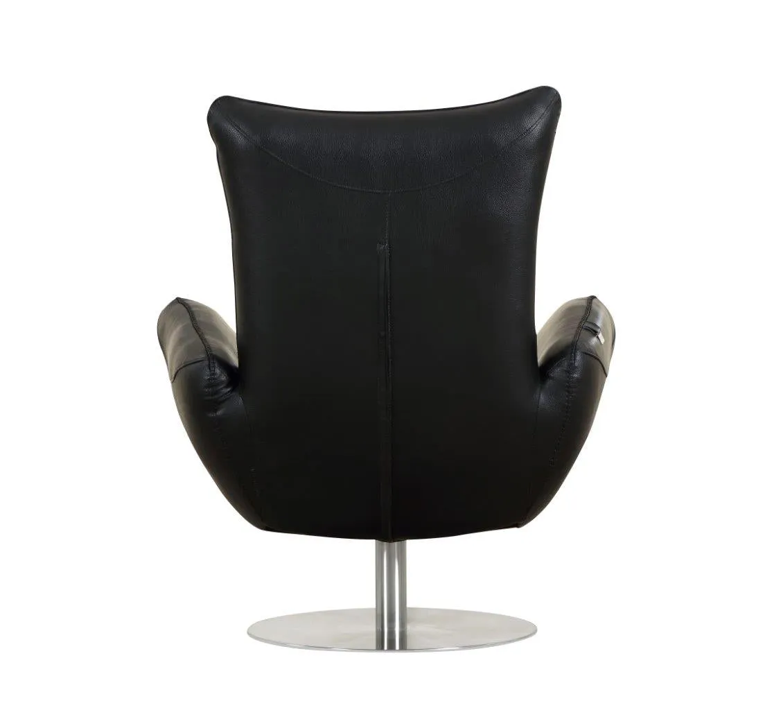 22" Modern Genuine Italian Leather Lounge Chair with Stainless Steel Base and High-Density Foam Cushioning