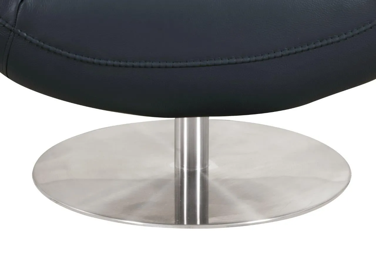 22" Modern Genuine Italian Leather Lounge Chair with Stainless Steel Base and High-Density Foam Cushioning