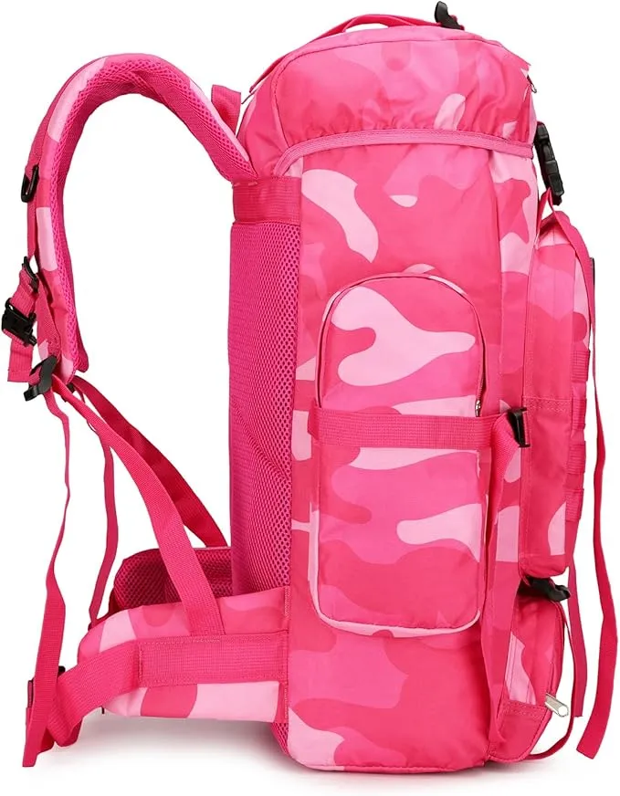 45L Hiking Backpack Camping Rucksack Molle Military Backpack for Outdoor Traveling (Rose Camo)