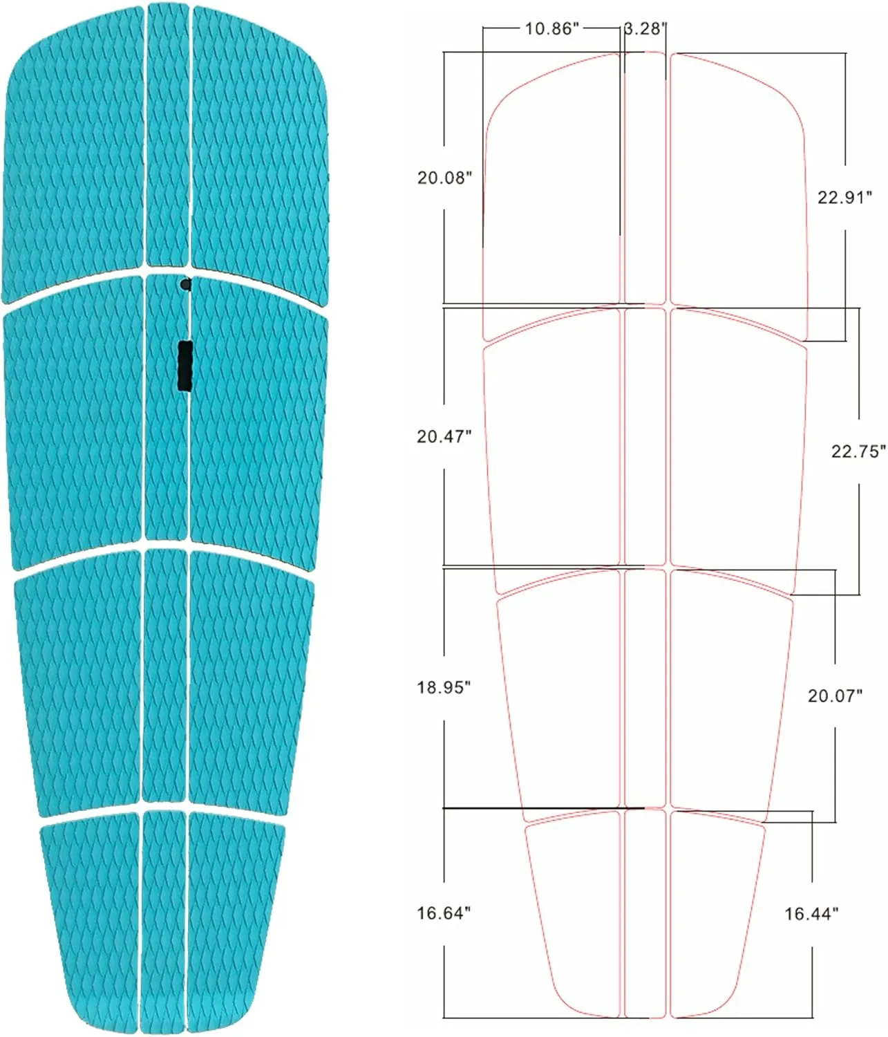 Abahub 12 Piece Surf SUP Deck Traction Pad Premium EVA with Tail Kicker 3M Adhesive for Paddleboard Longboard Surfboard Black/Blue/Gray/Navy Blue/Orange/White