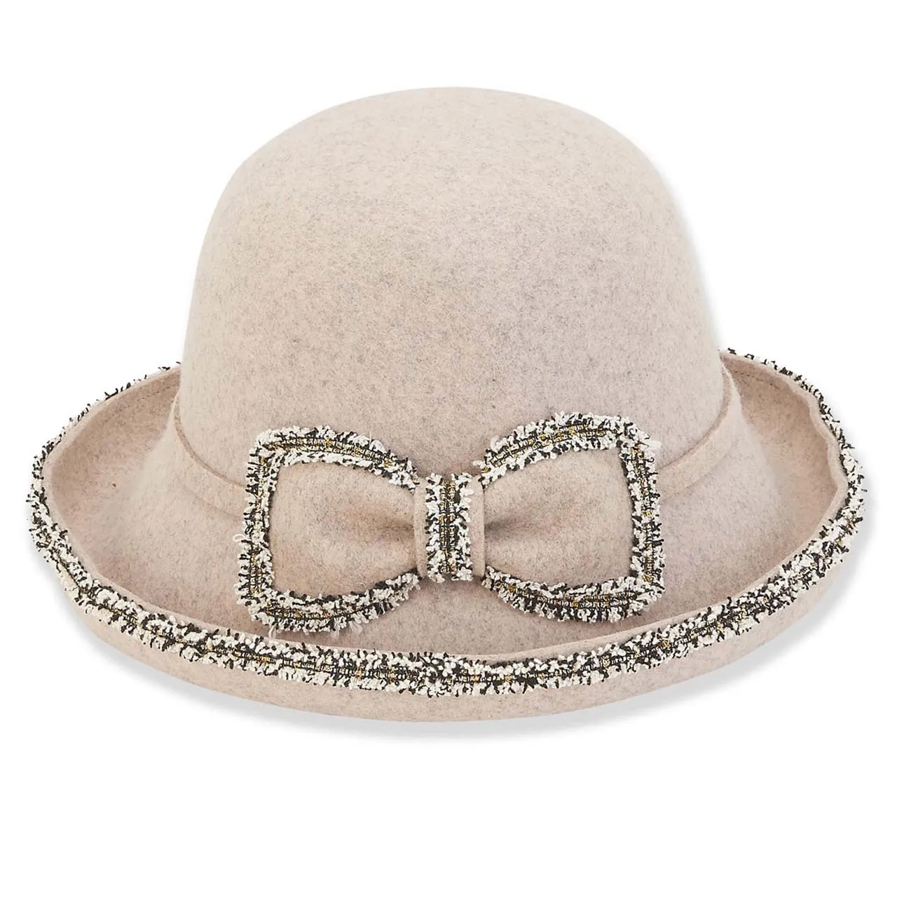 Adora® Wool Hat - Up Brim Cloche Hat with Boucle Trim