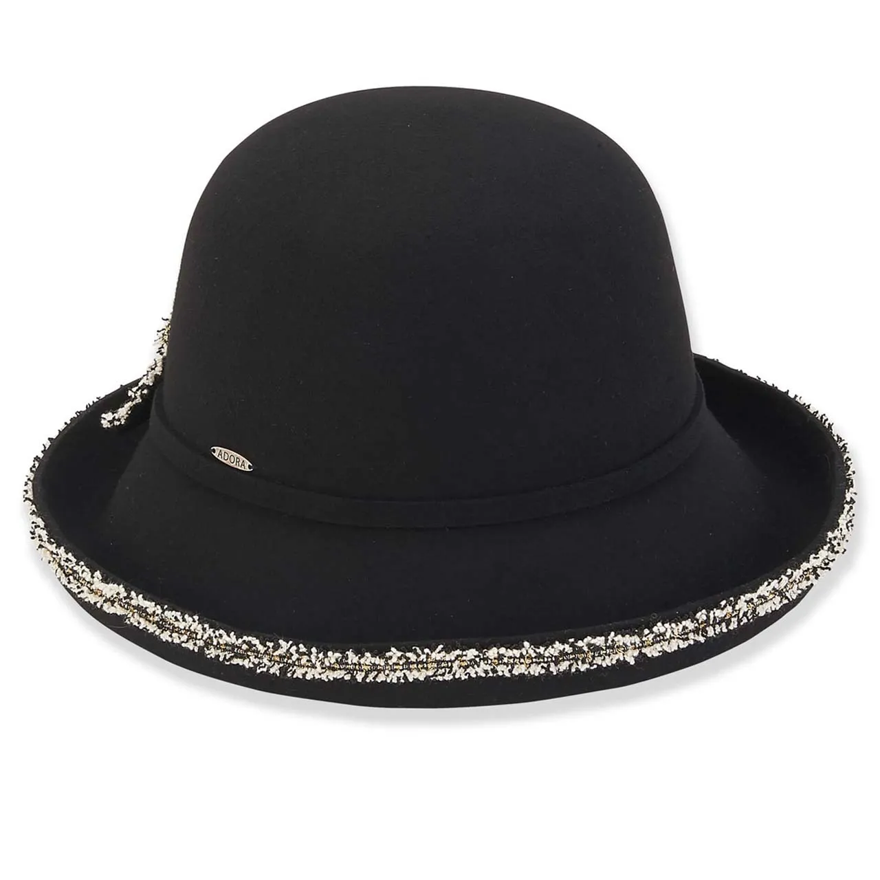 Adora® Wool Hat - Up Brim Cloche Hat with Boucle Trim