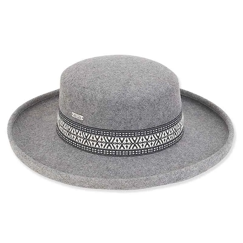 Adora® Wool Hat - Wool Felt Wide Brim Gambler Hat with Woven Band