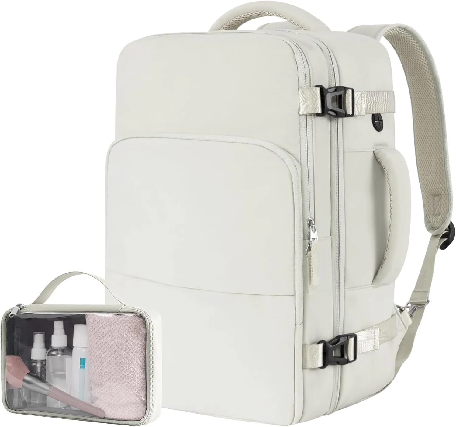 Beraliy Travel Backpack, Carry-on Backpack Airline Approved, Personal Item Bag for Women Men, Hiking Backpack, Business Work Gym Daypack Weekender Bag, Beige