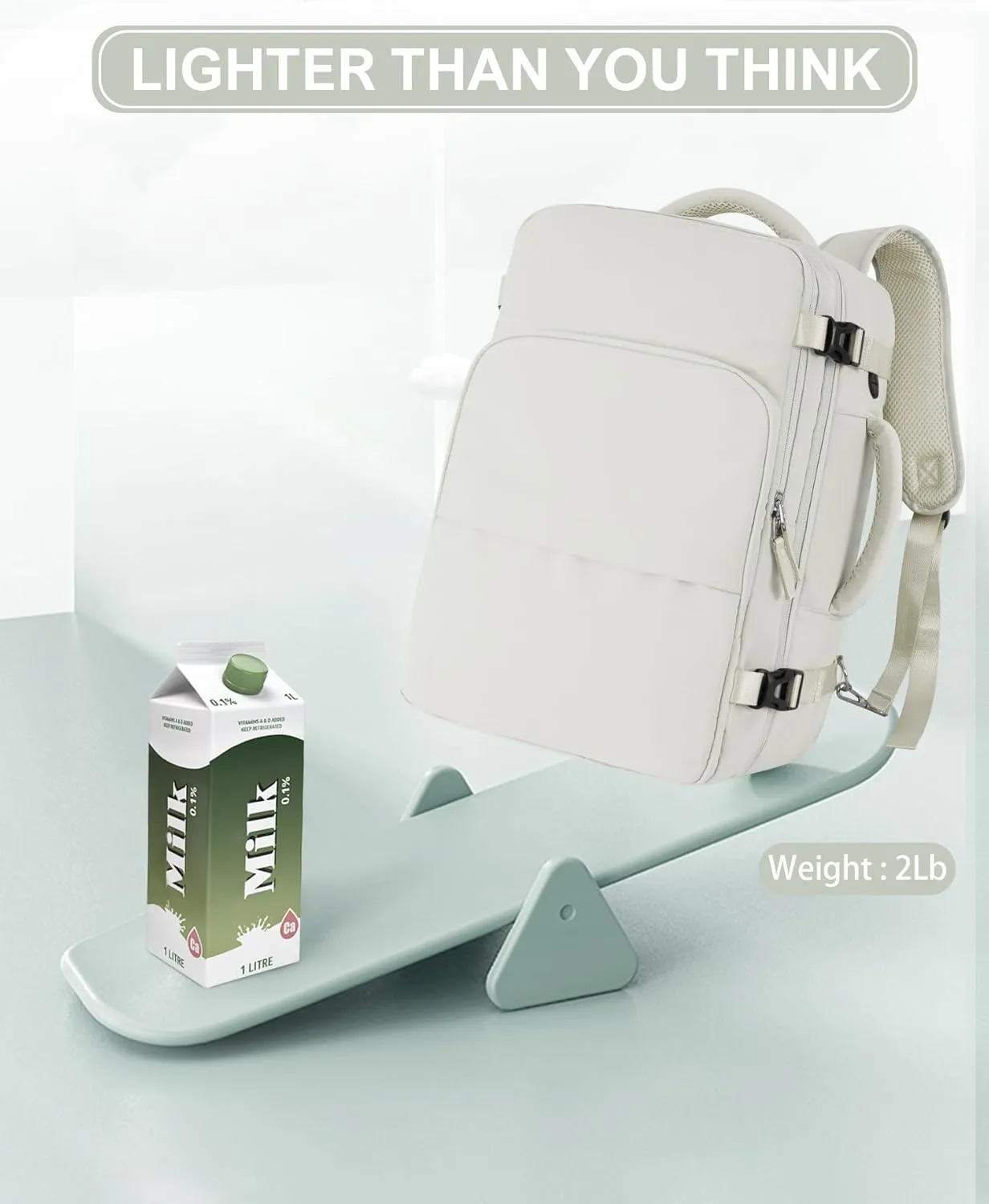 Beraliy Travel Backpack, Carry-on Backpack Airline Approved, Personal Item Bag for Women Men, Hiking Backpack, Business Work Gym Daypack Weekender Bag, Beige
