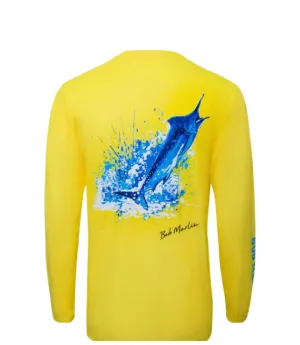 BOB MARLIN GEAR Men's Performance Shirt Ocean Marlin - Yellow - Medium