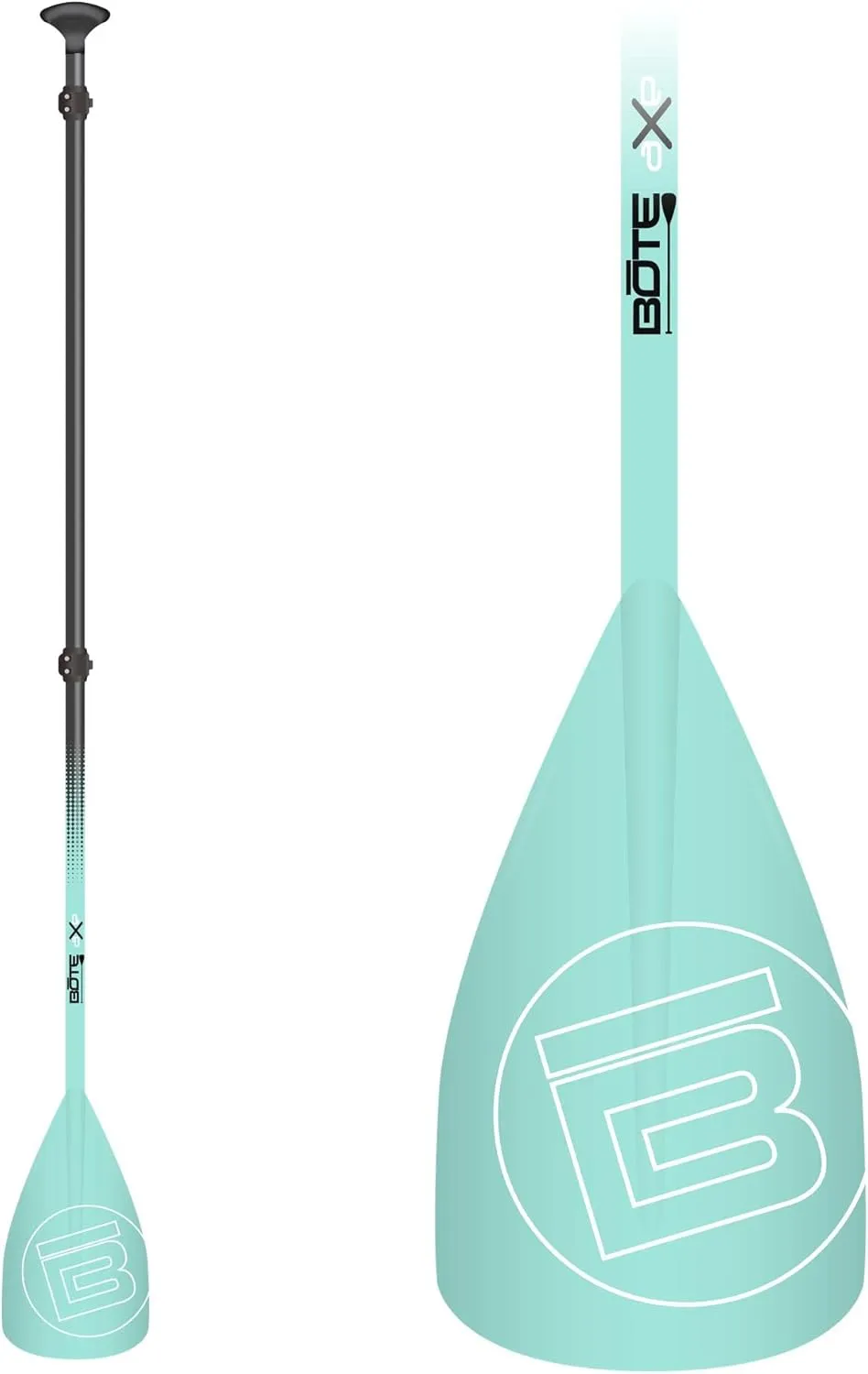 BOTE Universal 3 Piece Adjustable SUP Carbon Fiber Paddle Convex Blade ABS Edge Stand Up Paddle Board Fishing Kayaking Packable Family Travel Friendly