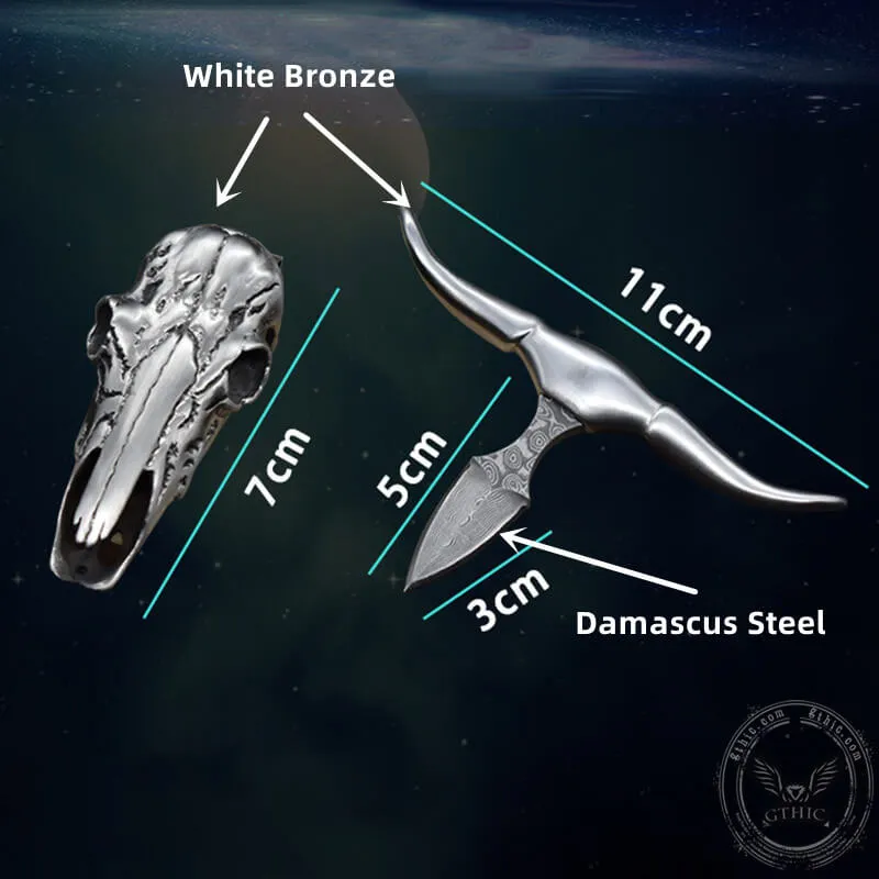 Bull Head Multi Tool Damascus Necklace