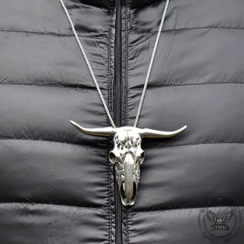 Bull Head Multi Tool Damascus Necklace