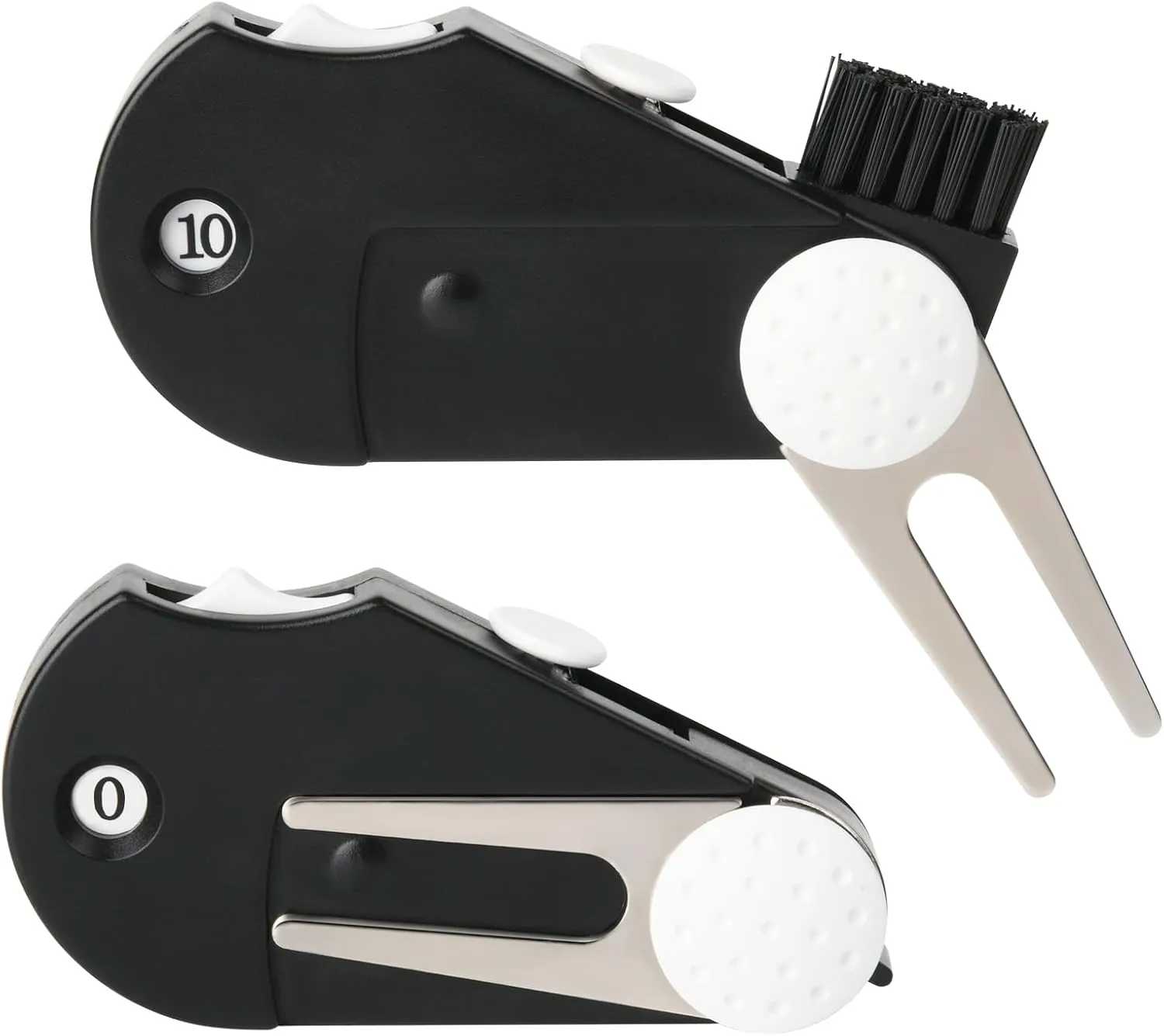 Cosmos 2 Pack Golf Multi-Tool Foldable 5 in 1 Golf Tool with Divot Tool, Stroke Score Counter, Ball Marker, Golf Club Brush and Groove Cleaner, Portable Golf Accessories Tool with Clip