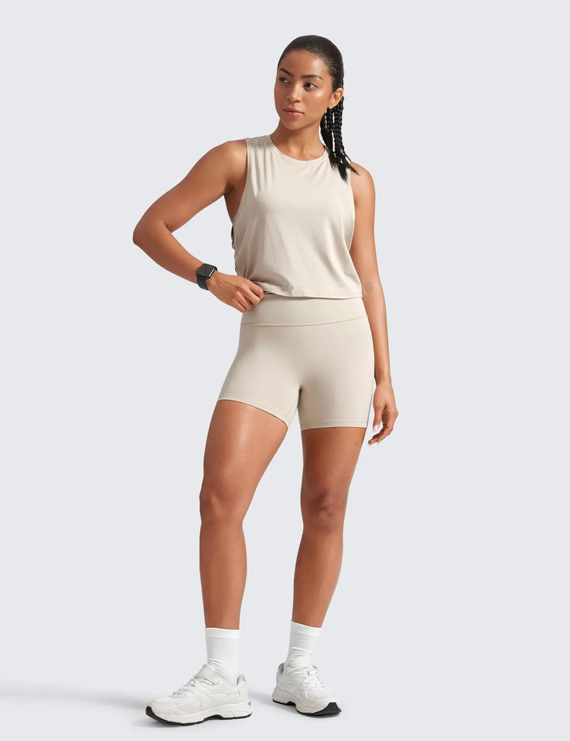 CRZ YOGA Secretsculpt Womens Butterlift High Waist Scrunch Butt Biker Shorts 4 Inches - No Front Seam Workout Gym Booty