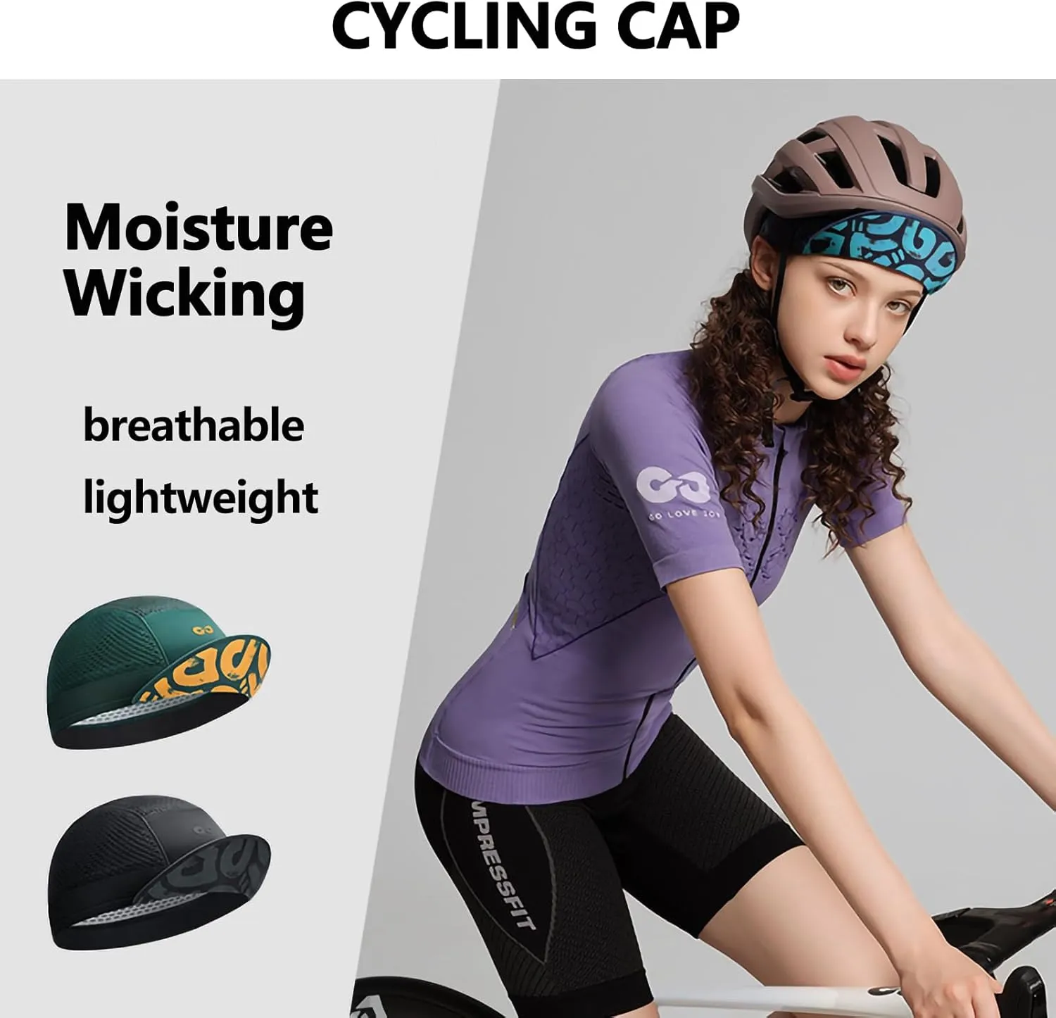 Cycling Cap Cooling Cycling Hat with Sun Visor Sun Protection Skull Cap for Men Women Under Helmet