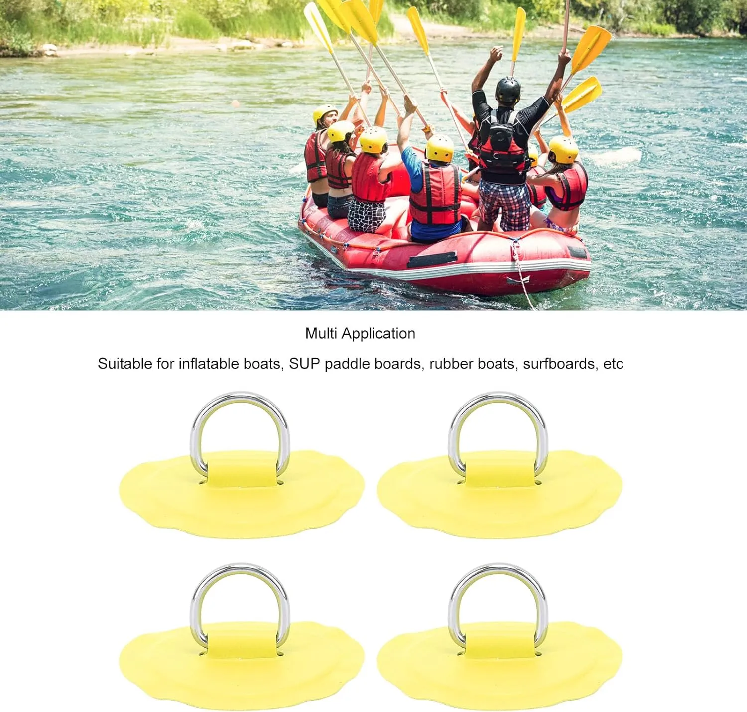 D Ring Patch, 4pcs Round Lightweight D Ring PVC Patch Pad Kayak Accessories for Inflatable Boat Surfboard Stand Up Paddleboard