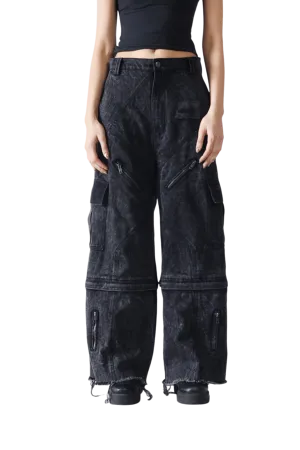 Denim Acid Wash Convertible Pants