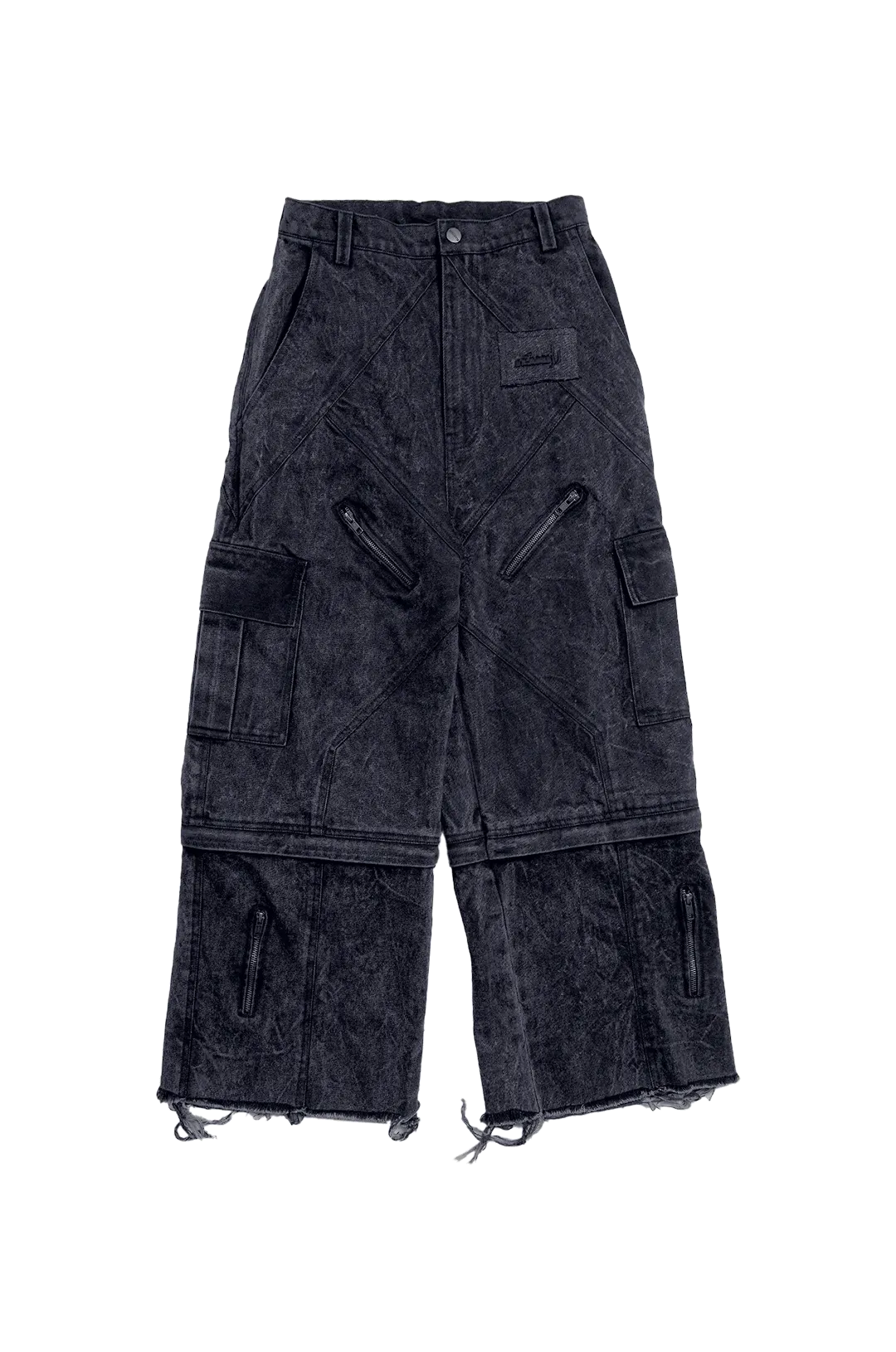 Denim Acid Wash Convertible Pants
