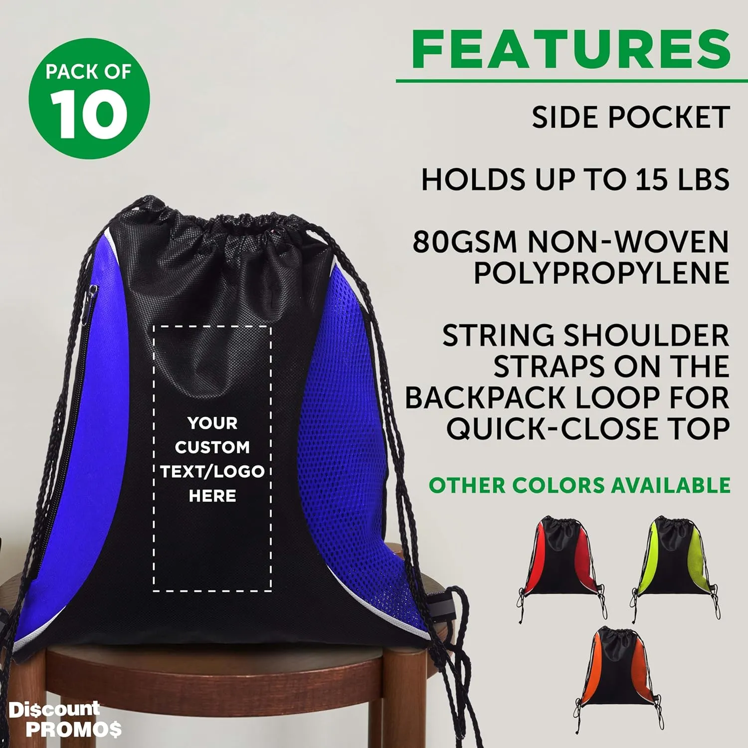 DISCOUNT PROMOS Drawstring Backpacks