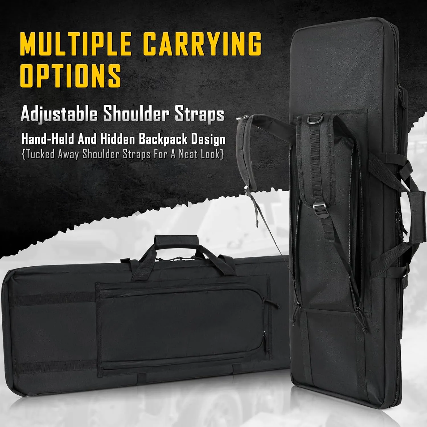 DULCE DOM 32/36/42/48/52 inch Double Rifle Case Soft Bag Gun Case, Perfect for Rifle Pistol Firearm Storage and Transportation, All Around Shooting Range Tactical Rifle Backpack, Indoor Outdoor