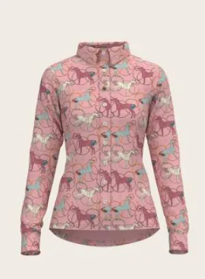 Espoir Everyday Button Shirt Long Shirt Roped Horse Pink