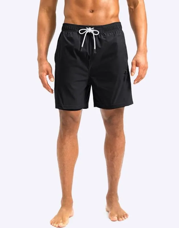 G Gradual Mens Swim Trunks with Compression Liner 5 inch Inseam Quick Dry Bathing Suits with Zipper Pocket-No Thigh Chafing