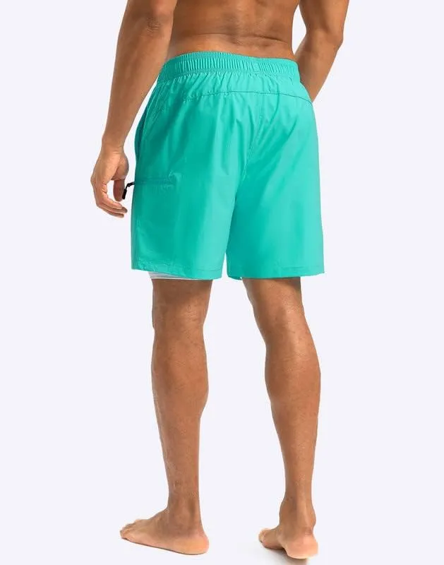 G Gradual Mens Swim Trunks with Compression Liner 5 inch Inseam Quick Dry Bathing Suits with Zipper Pocket-No Thigh Chafing