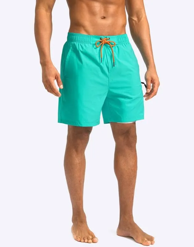 G Gradual Mens Swim Trunks with Compression Liner 5 inch Inseam Quick Dry Bathing Suits with Zipper Pocket-No Thigh Chafing