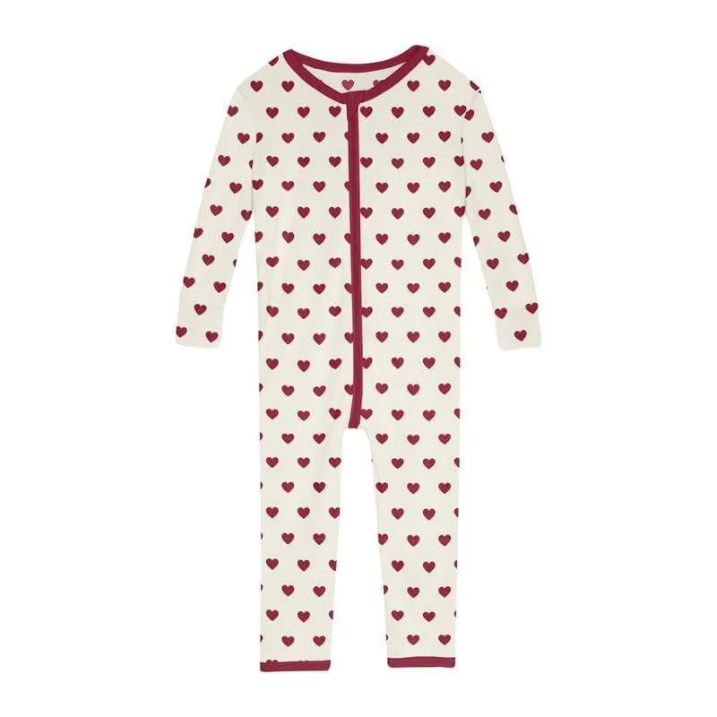 Girl's Print Bamboo Convertible Sleeper with Zipper - Natural Hearts