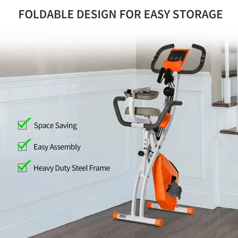 HOMCOM Folding Exercise Bike - White & Orange