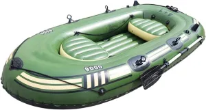 Inflatable Kayak Inflatable Boat with Oars PVC Inflatable Marine Boat Air Mattress Heavy Duty 5 Person Inflatable Raft Dinghy Fishing Boat Support Up to 380KG