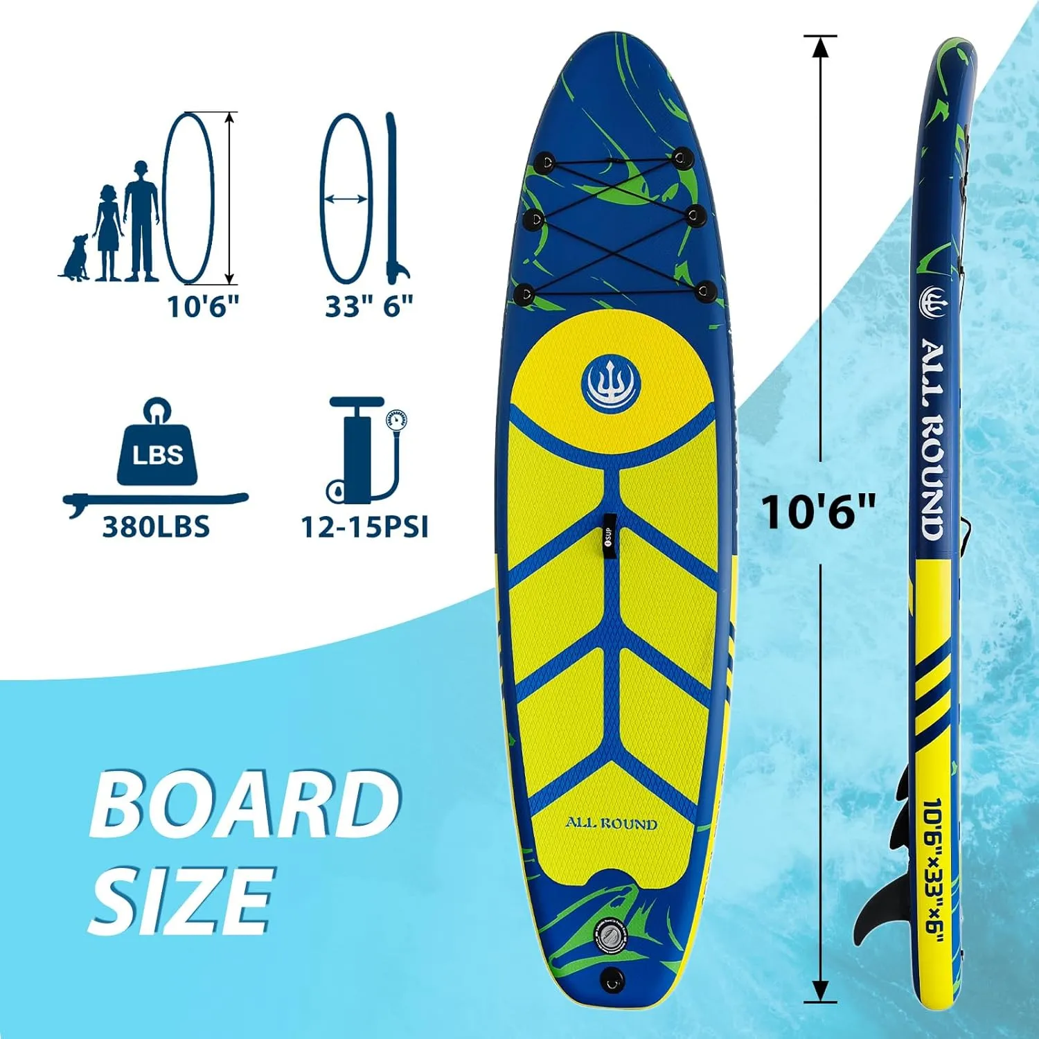 Inflatable Stand Up Paddle Board, 10'6" Paddle Boards with Premium Accessories, Aluminum Paddle, Pump, Safety Rope, Repair Kit, Backpack, Wide Stable Design, Non-Slip Deck Paddle Boards for Adults