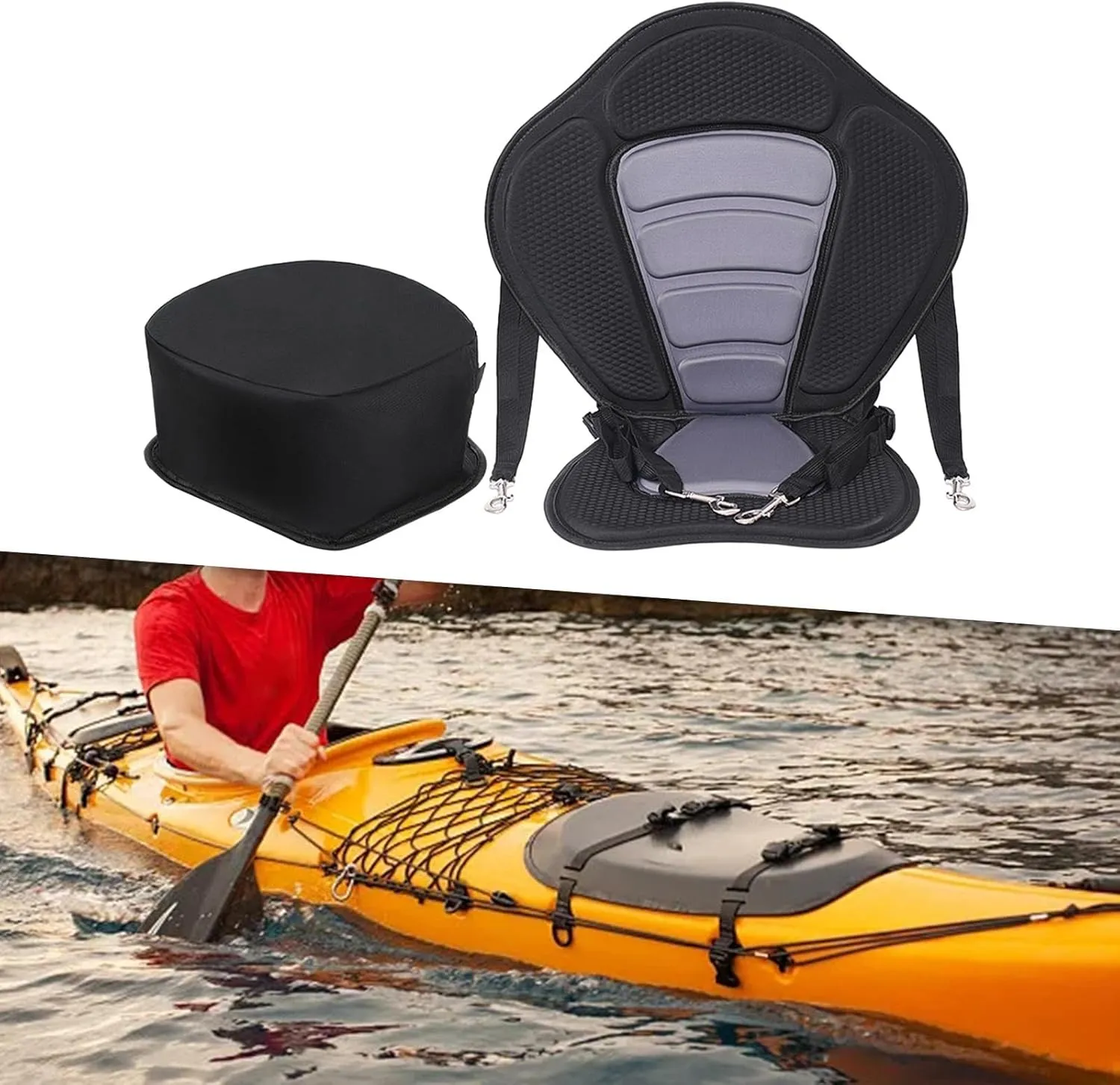 Kayak Padded Seat Canoe Seat Boat Seat Cushioned Adjustable for Rafting Drifting Inflatable Paddleboard