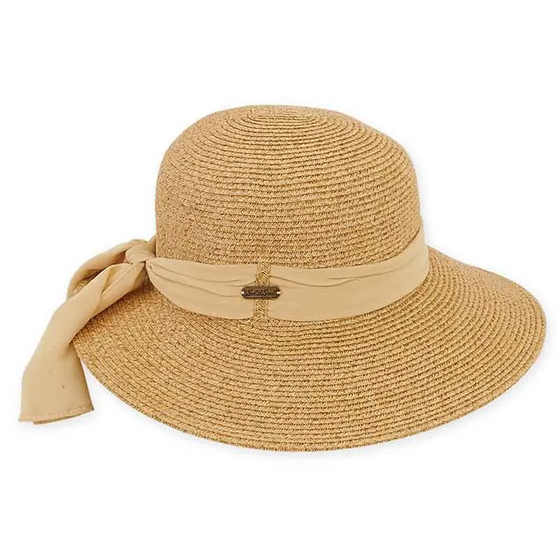 Large Women's Hats: Asymmetrical Brim Sun Hat with Sash - Sun 'N' Sand Hats