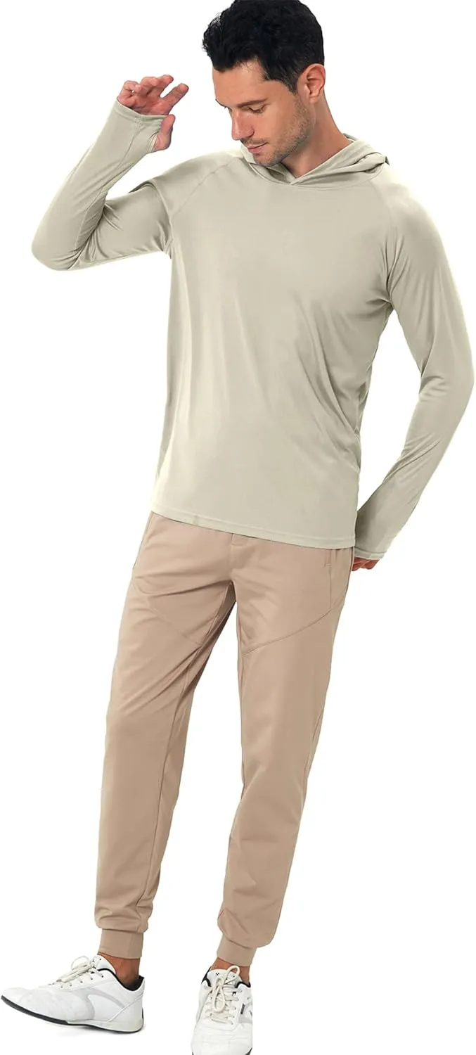 Men's Sun Protection Hoodie Rash Guard Shirts Long Sleeve UPF 50  Swim Fishing Shirt with Hood Lightweight UV SPF