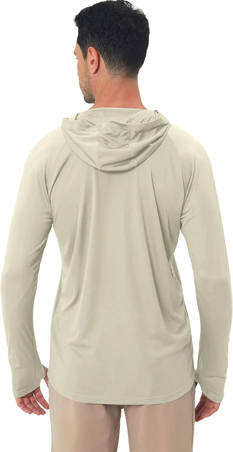 Men's Sun Protection Hoodie Rash Guard Shirts Long Sleeve UPF 50  Swim Fishing Shirt with Hood Lightweight UV SPF