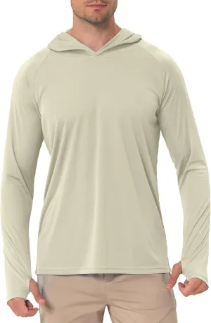 Men's Sun Protection Hoodie Rash Guard Shirts Long Sleeve UPF 50  Swim Fishing Shirt with Hood Lightweight UV SPF