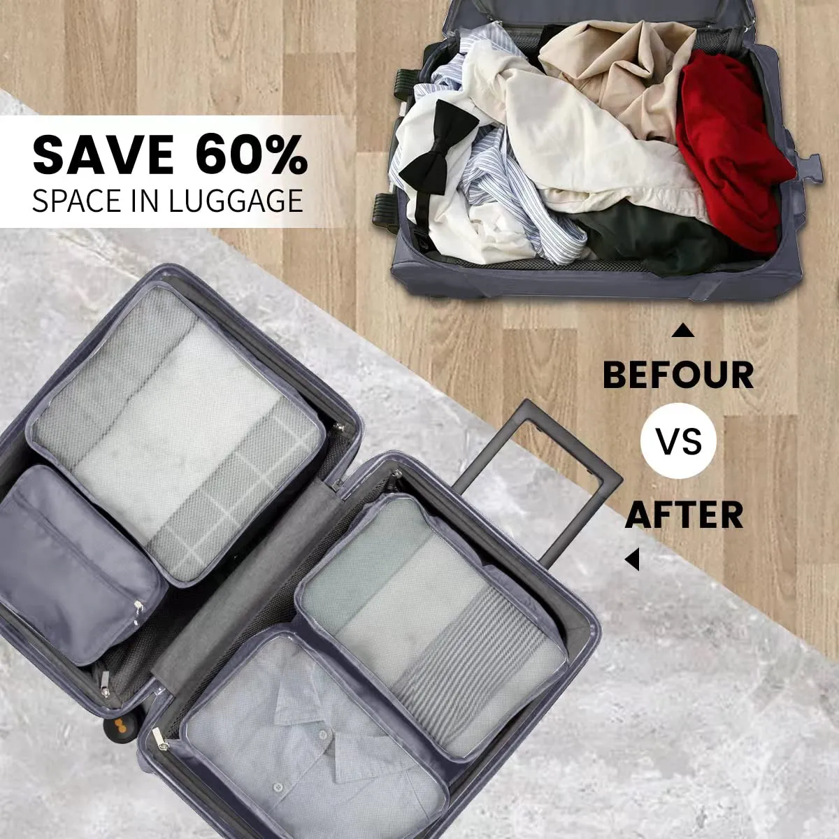 Packing Cubes Suitcase Organizer Suitable for Family Travel, Travel Set for Family Storage, Zip