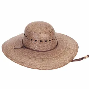 Petite Lattice Vented Burnt Palm Leaf Ranch Hat with Chin Strap - Tula Hats