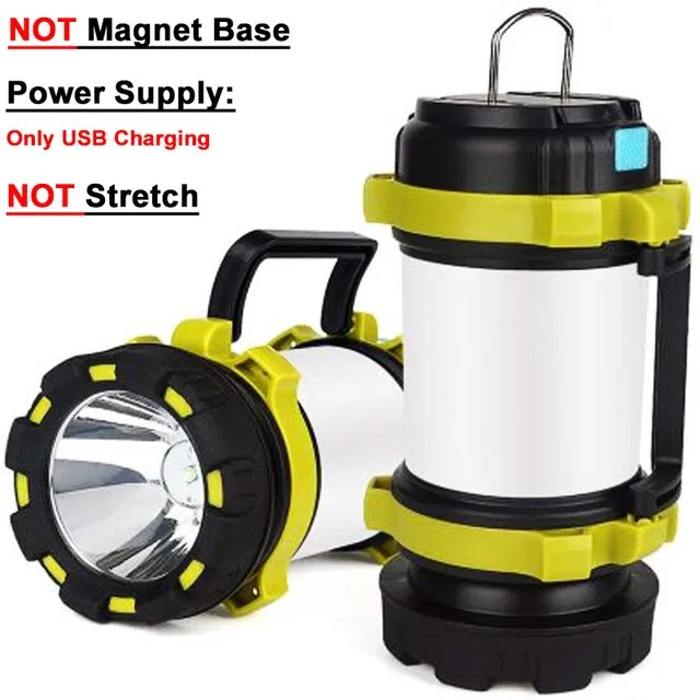 Portable Rechargeable Camping Lantern Flashlight with 4 Modes and Two-Way Hook for Working, Camping, and Hiking