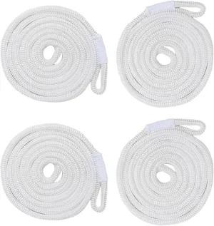 Premium Marine Boat Ropes Set for Docking and Mooring, White