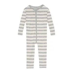 Print Bamboo Convertible Sleeper with Zipper - Heathered Mist Sweet Stripe