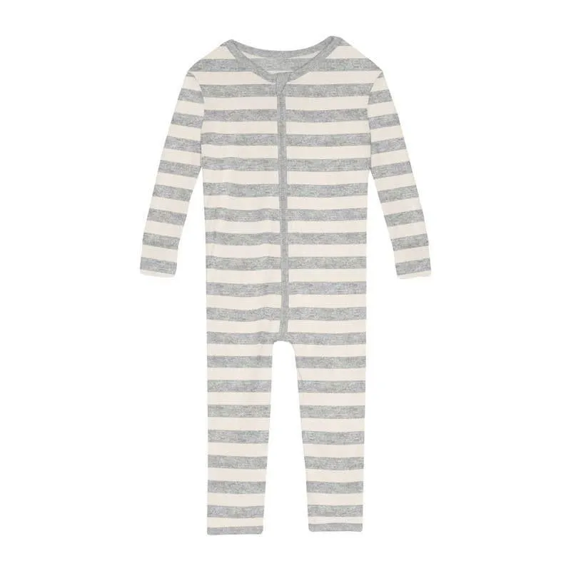 Print Bamboo Convertible Sleeper with Zipper - Heathered Mist Sweet Stripe