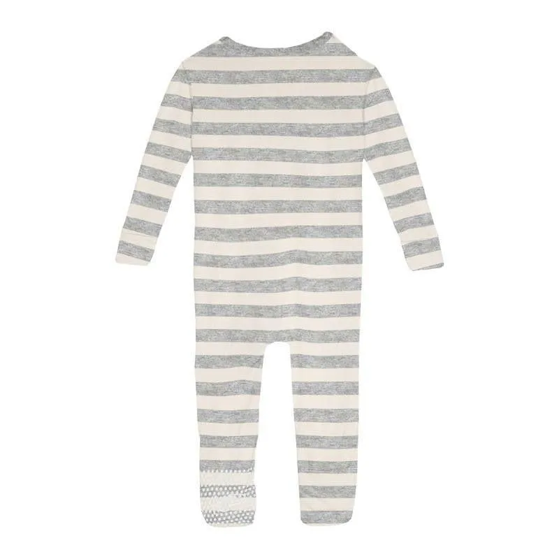 Print Bamboo Convertible Sleeper with Zipper - Heathered Mist Sweet Stripe